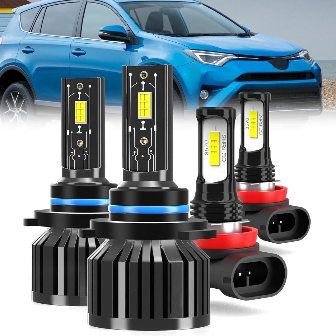 For 2016-2019 Toyota RAV4 light Bulbs, 9012 High Low Beam H11 Fog Light Combo, 4PCS