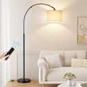 Ambimall 70 Dimmable Arc Floor Lamp with Remote, Color Temperatures and Brightness Adjustable, Arched Floor Lamp with Rotating Head, Over Couch Arched Light for Living Room (Deep Beige and Black)