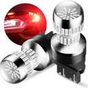 AUXITO T25 3156 3157 LED Strobe Brake Lights Bulbs, Red Flashing Stop Light, Super Bright 3056 3057 3047 3155 3457 4057 4117 4157 Flashing Strobe Blinking LED Tail Light Bulbs, Pack of 2