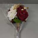 Wedding Bouquets for Bride Bridesmaid, Wine Red White Rose Artificial Flowers Bouquet Bouquet Bride Church Home Decoration (Burgundy + White)