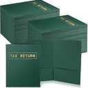 Kosiz 200 Pcs Tax Return Folders Bulk 9 x 12 Inch 2 Pocket Gold Foil Stamped Folder with Pockets for Business Office Storing or Handling Personal and Customer Tax Return Organizer (Green)