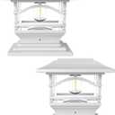 Davinci Lighting Edison Solar Outdoor Post Cap Lights - 4x4 5x5 6x6 - Bright LED Light for Fence Deck Garden or Patio Posts - Pearl White (2 Pack)