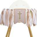 God Bless Cross High Chair Banner, Baptism Party Decorations, First Holy Communion Ribbon Banner, Boys Girls Baptism Party Highchair Banner, Garland Photo Props