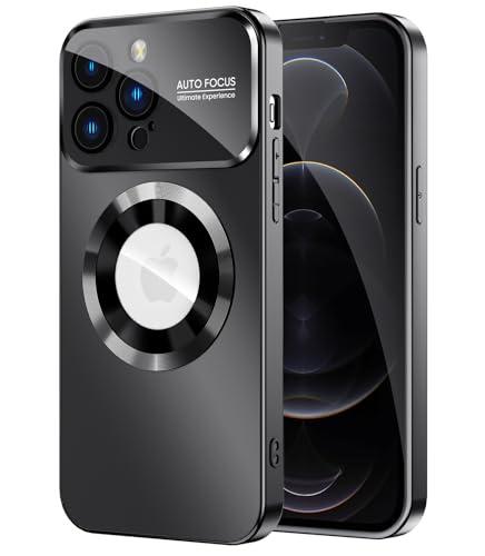MAKAVO Magnetic for iPhone 12 Pro Case, Compatible with MagSafe, Built-in Camera Lens Protector, Logo View, Military Grade Drop Proof Phone Case Cover, Black