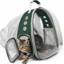Cat Backpack Carrier, Back Expandable Pet Backpack with Bubble Window, Airline Approved Pet Travel Bag for Small/Medium Cats & Puppies, Hiking, Camping, Outdoor Use (Green)