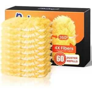 30 Count Heavy Duty Duster Refills for Swiffer, Multisurface 360 Duster Refills Only, Unscented Disposable Dusters for Cleaning with 4X Microfibers, Compatible with Swiffer Dusters (Orange) (Yellow)