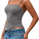 PRETTYGARDEN Women's Summer Spaghetti Strap Tank Tops Sleeveless Camisole Blouses Asymmetrical Going Out Basic Tank Shirt (Gray, S)