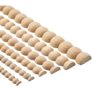 Dylrauoza Beaded Wood Trim Molding, 15 Pack Unfinished Half-Round Decorative Wood Trim, 15.75" Easy-to-Paint DIY Wooden Molding for Wall, Furniture, Cabinet, Door & Craft Decoration (14mm)