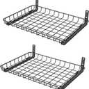 WALMANN Garage 12x18 inch Wall Shelf, Wall-Mounted Storage Shelves for Garage, Closet, Laundry Room, Heavy Duty Wall Shelving, Holds Up to 60 lbs(Pack of 2, Black)