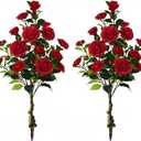 Artificial Camellia Tree with Spike, 36” Tall Faux Artificial Plants Outdoor Flower Tree with Red Blooming Camellia Flower, Fake Flower Tree for Home, Garden Decor(Red)