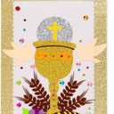 First Communion Banner Kit for Boys Girls 9 x 14 Inch First Holy Communion Banner kits Sunday School DIY Arts and Crafts kit for kids first communion gifts for Boys or Girls (Gold)