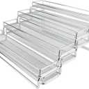 JTLB 4 Tier Seasoning Rack Organizer Iron Wire Expandable Seasoning Organizer Kitchen Counter Shelves