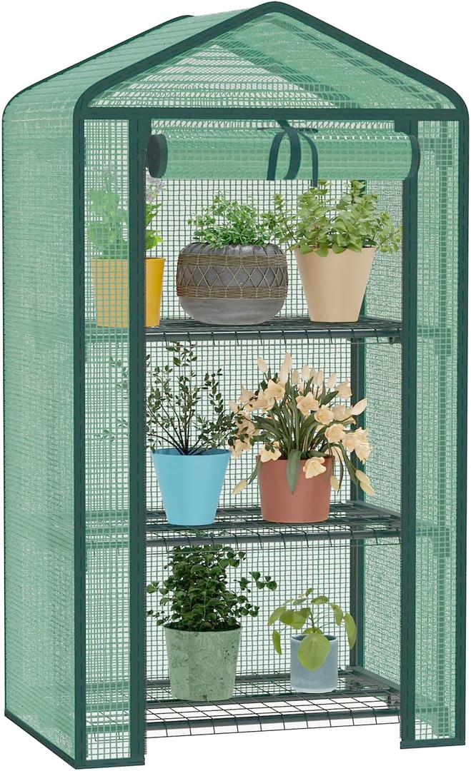 Greenhouse for Indoor Outdoor, Small Plastic Plant Green House 3-Tier Rack Stand Portable Greenhouses with Durable PE Cover for Seedling