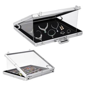 24"x20" Trade Show Display Case, Clear Acrylic Showcase Portable Display Case, Aluminum Sports Card Case with Locks for Cards, Craft Collection and Jewelry