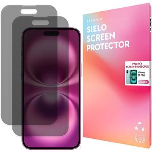 SIELO 2 PACK Privacy Screen Protector for iPhone 16 Plus, Anti-Scratch, Anti-Fingerprint, Anti-Shatter, Touch Sensitive, PET Film, Blue Light Block, Easy Install, 9H Hardness