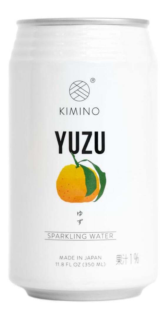 Kimino Drinks, Sparkling Water, 11.8 Fl Oz (Yuzu, Pack of 24) Best By 02/11/2026