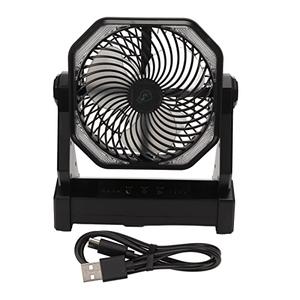 SUNFECILI Camping Fan Portable Fan Camping Fan with LED Lantern 4 Levels 270 Degree Pivot Large Air Volume USB Rechargeable Outdoor Tent Fan with Light Hook for Camping Picnic Travel(Black) Charger Not Included
