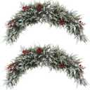 U'Artlines 2PCS Christmas Swag for Front Door,43" Frost White Artificial Decorative Swag with Red Berry, Pine Cone, Berries for Window Wall Fireplace Mantle Home Holiday Xmas Decor Swag