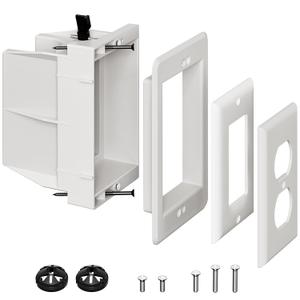 DVFR1W-1 Recessed Outlet Box, Recessed Electrical Box for Wall Mount TV, Outlet Mounting Box for New Construction&Retrofit Projects, Wall Outlet Box with Duplex & Decorator Style Covers,1-Gang