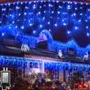 132FT 1332 LED Outdoor Christmas Lights - 296 Ice Drops, 12 Pro Modes with Timer Memory & Brightness, Waterproof Hanging Ice String Light for Holiday Wedding Garden Fence House Decor (Blue)