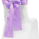 Obstal 10 PCS Satin Chair Sashes Bows for Wedding Reception- Universal Chair Cover Back Tie Supplies for Banquet, Party, Hotel Event Decorations (Lavender)