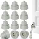 12-Pack Door Stopper Replacement Rubber Tips Heavy Duty Stop Holder Ribbed Rubber Foot Door Stop Tips Repair Set for Kickdown Drop Down Door, Grey