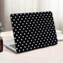 Seorsok Compatible with MacBook Air 13 Inch Case 2022 2021 2020 2019 2018 Release A1932 A2179 M1 A2337 Touch ID,Elegant Leather Plastic Hard Shell Case & Keyboard Cover,White Polka Dots Design,Black