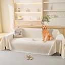 100% Waterproof Couch Cover for Pets Washable Sofa Covers for 3-4 Cushion Couch Sofa Slip Cover for Dogs Pet-Friendly Furniture Protector for Living Room with Tassel(71" x 134", Beige)