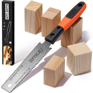 WFOEJEJ Japanese Hand Saw, 6-Inch Double-Edge Pull Saw, SK5 Flexible Blade, 11/17 TPI Blade with Soft Grip Handle for Hardwood & Softwood Woodworking