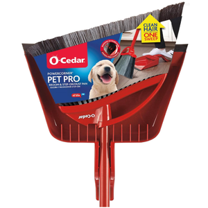 O-Cedar Pet Pro Broom with Step-On Dustpan | Remove 99% with One Sweep | DustPan Removes 3 Times More Pet Hair | Quiet Cleaning Tool for Cat and Dog Owners, PowerCorner Pet Pro Broom & Dust Pan