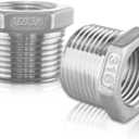 316 Stainless Steel Hex Bushing Reducer, 1/2" NPT Male to 3/8" NPT Female Pipe Fitting Adapter - Corrosion Resistant Connector for Plumbing, Hydraulic, Air, Oil & Gas Systems (1/2" to 3/8")