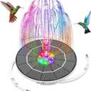 AISITIN 3.5W Solar Fountain with Lights 2025, Solar Water Pump Fountain with 6 Nozzles, 3000mAh Battery Backup for Bird Bath, Pond, Fish Tank or Garden Decoration Solar Aerator Pump