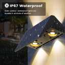 Fence Lights Solar Powered, 6-Pack Solar Fence Lights Up/Down Flexible Buttons, IP67 Waterproof for Outdoor, 100LM Bright, Auto Dusk to Dawn for Wall/Stairs/Yard/Railing/Deck/Pathway (White & RGB)