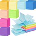 48 Pack 3840 Sheets Pop Up Sticky Notes Lined 3x3 inch Self-Stick Notes Pads Post Lined Sticky Note Pads Accordion Pop Up Notes Refill for Dispenser Home Office School, 80 Sheets/pad (Bright Color)