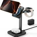 ESR 3 in 1 Wireless Charging Station for Apple[Certified] Portable Apple Watch Charger & MagSafe Charger Stand, Wireless Charger for Multiple Devices iPhone 17e/17/16/15/14/13/12&Watch&AirPods, Black