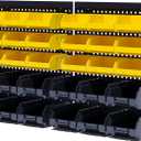 KJE 30PCS Wall Mounted Storage Bins, Plastic Tool Organizer for Garage Storage, Screws, Nuts, Bolts, Small Hardware Parts -Black, Yellow