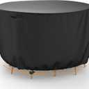 Brosyda Round Outdoor Table Cover, Heavy-Duty Waterproof Patio Furniture Covers, Tear-Resistant Round Patio Table And Chairs Cover, Outdoor Furniture Covers 62" DIA X 28" H-Black