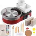 Pottery Wheel for Kids Adults and Beginners - Complete Pottery Set with 6" Turntable with Two-Way Rotation, 2.2lb Clay, Art Supplies Sculpting Tools, Craft Gifts for Teens Adults (Red)