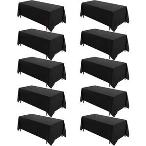 VidaFete Classic Series 10 Pack 90 * 132inch Black Rectangle Tablecloth