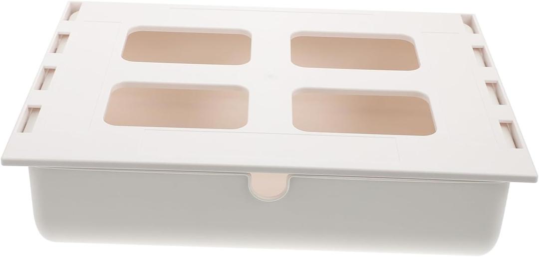 Veemoon 1pc Hidden Drawer Storage Box Under Table Elegant White Organizer for Home Office Under Desk Storage Case for Pens Cables Papers