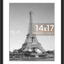 upsimples 14x17 Picture Frame, Display Pictures 11x14 with Mat or 14 x 17 Without, Wall Hanging Diploma Frames, Black, 1 Pack