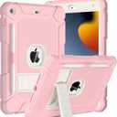 BMOUO Case for iPad 9th 8th 7th Generation (iPad 10.2 inch, 2021/2020/2019), Shockproof Protective iPad 10.2 Case with Built-in Stand/Pencil Holder, Pink