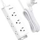 Surge Protector Power Strip - 9 Widely Spaced Multi Outlets, Wall Mount, 3 Side Outlet Extender with Extension Cord, Flat Plug, Overload Protection, Home Office Dorm Room Essentials (15FT, White)