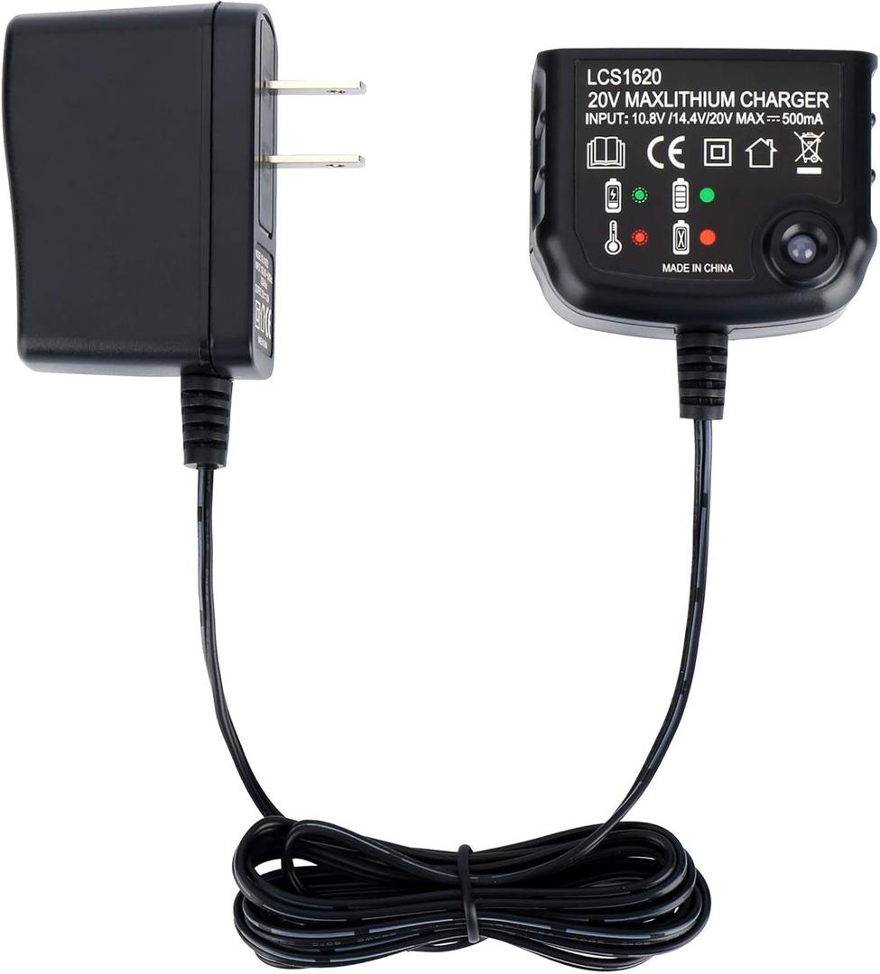 LCS1620 20V Lithium Battery Charger Compatible with Black and Decker 20V Max Li-ion Battery LBXR2020 LBXR20 LBXR2020-OPE LB2X4020 Replacement for Black & Decker Charger LCS1620B BDCAC202B