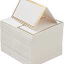 THE TWIDDLERS 200 Name Place Cards for Wedding Table Setting 3.5" x 2" Inch, White Blank Tent Name Cards with Gold Foil Border for Banquet, Reserved Seating, Dinner Parties (10 x 9 cm)