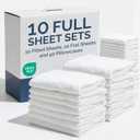 Bulk Case Pack of 10 Sheet Sets - Complete 6 Piece Sheet Sets - Bulk Full Size Bedding - Wholesale Case Pack for Hotels, Spa & Airbnbs - Deep Pocket & Wrinkle Free - Cooling & Breathable - Full, White