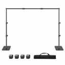Adjustable Photography Background Stand with White Backdrop Cloth, Collapsible Video Shooting Frame Invisible Square Base, Heavy-Duty, 2x3m Fully Extendable Stand 