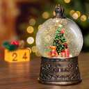 Christmas Snow Globes Lantern with Music, Christmas Tree Snow Globes with Swirling Glitter Effects, USB/Battery Powered with 6-Hour Timer, Holiday Decorations Indoor