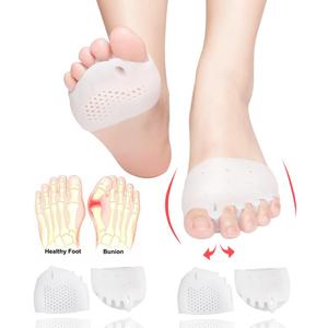 Metatarsal Pads, Gel Toe Separators, Bunion Corrector Cushion, Toe Spacers, Ball of Foot Cushions, Soft&Breathable, Idea for Mortons Neuroma, Blisters, Diabetic Feet, Hammer Toe, Rapid Pain Relief (2 Pairs-White)