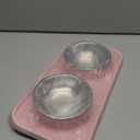MUYG Double Dog Food Bowls with Mat,Stainless Steel Dog Bowls with No Spill Non Skid Silicone Mat Removable Cats Water and Food Bowl Set for Puppy Cats Kitten Small Medium Dogs(Pink)